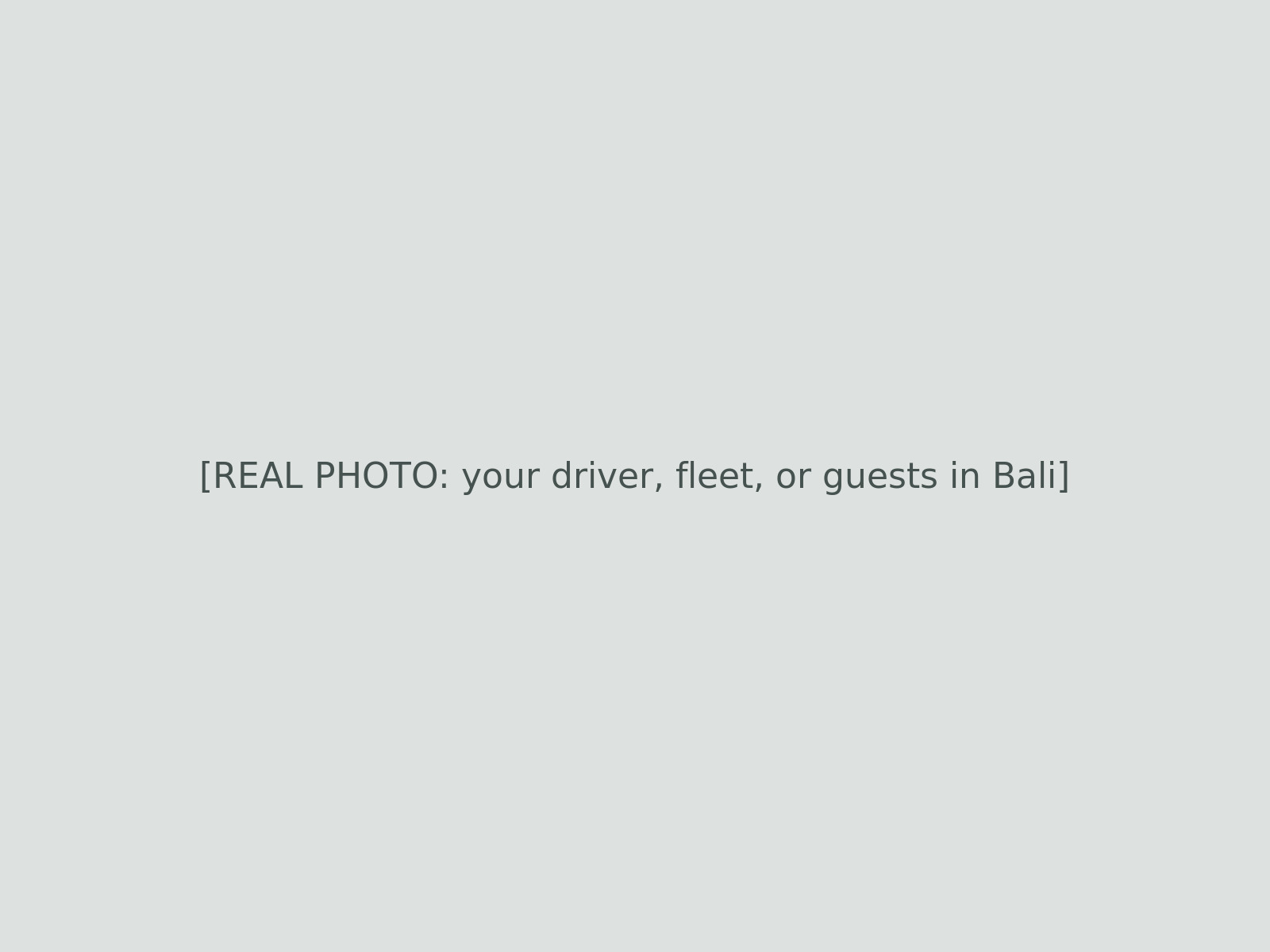 [REAL PHOTO alt text: describe the photo, for example our driver with guests at Uluwatu]